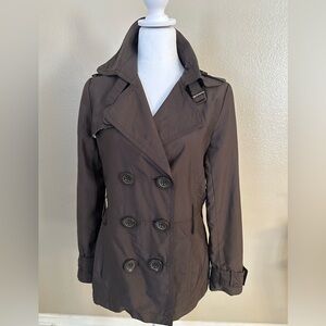 Zara Brown Double Breasted Trench Coat Fall Layer Medium